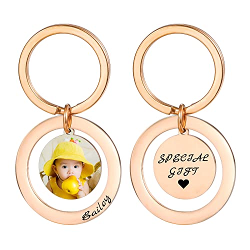 MunkiMix Porte-clés Personnalisé Photo & 6 Noms Pendentif en Acier Inoxydable Cadeau Personnalisé pour Mère Famille Amis Cover