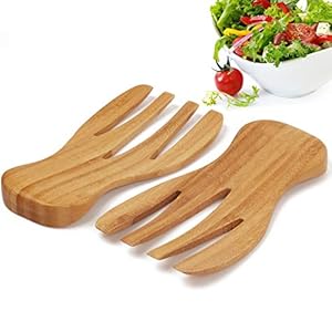 Bamburoba M006 Salatbesteck Bambus Salat Hände 2er Set