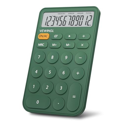 Image of VEWINGL Basic Desktop Calculator, 12 Digit Large Display and Big Buttons | Modern Minimalist Design for School, Office, Home, and Everyday Use