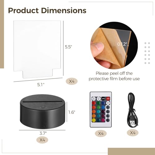 Base de lampe LED 3D acrylique télécommande 16 couleurs pour veilleuse maison