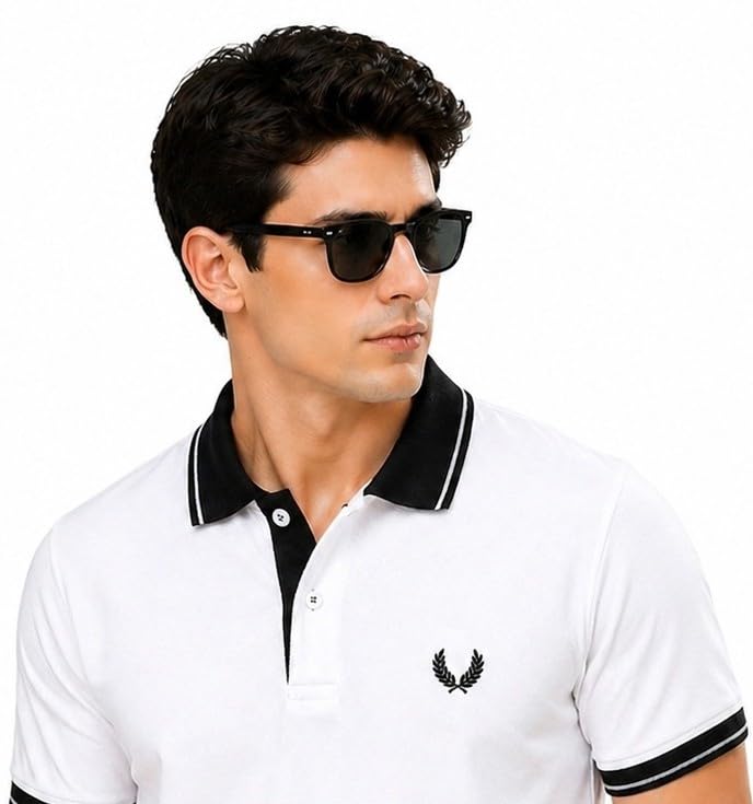 Image of Mens Pique Polo T-Shirt | Cotton Rich, Smart Fit Polo with Embroidered Logo | Casual & Sports Wear | Polo T-Shirt for Men