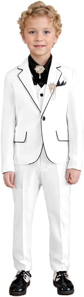 Boys Wedding Suit Ring Bearer Outfit Baptism Outfit 3 Piece Kids Tuxedos Kids White Suits
