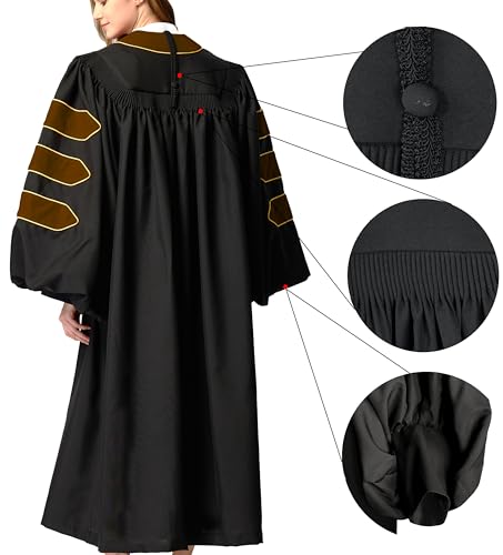 Image of MyGradDay Unisex Deluxe Graduation Doctorate Robe with Gold Piping Available for Customization