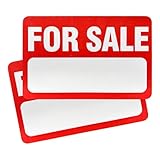 BWBWND 2PCS for Sale Sign Car Sticker, 12' x 8' Premium Vinyl Sale Sign Decal with Customizable Space, Weatherproof Advertising Signage Reflective Stickers for Vehicle Boat House (Red)