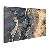 islandburner Bild auf Leinwand Kajak auf dem gewundenem Fluss von oben für Wohnzimmer Naturliebhaber Outdoor-Bekleidungsgeschäft Bilder Wandbilder Poster