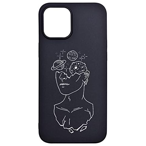 Everainy Compatible for iPhone 12 (6.1")/iPhone 12 Pro (6.1") Case Silicone Ultra Slim Bumper Cute Funny Pattern Matte Cover Black Soft Thin Pretty Rubber Shockproof Protective (brain) Cover