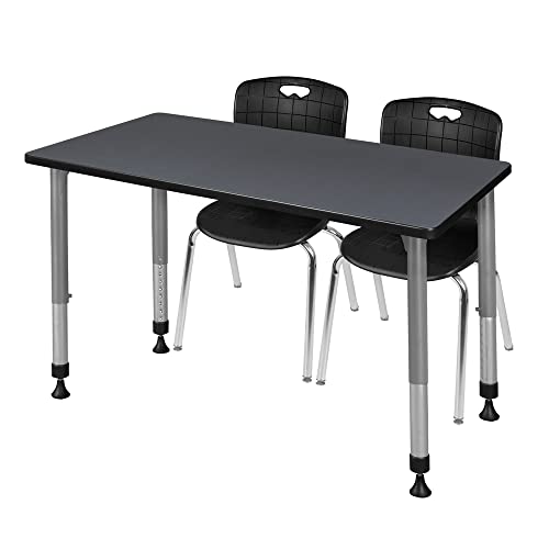 Romig Kee Classroom Activity Table & Chair Kit 2, 48 x 30, Black|Chrome|Grey