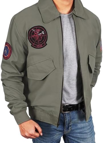 男性用上着大尉Pete Mitchell軍用陸軍野戦飛行綿グリーン爆撃機空軍ジャケット