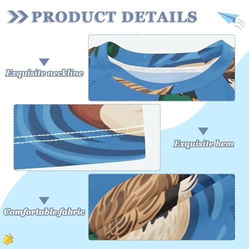 Boys Short Sleeve T-Shirts Duck Goose Green Animal Rashguard Kids Swim Shirts Sun UPF 50+3