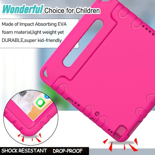 Surom Kids Case with Screen Protector for iPad 9.7 Inch 2018/2017,iPad Air 2, Shockproof Convertible Handle Stand Kids Case for iPad 9.7 2017/2018 (iPad 5th and 6th Generation),iPad Air 2, Rose Pink - Image 5