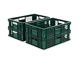 DIE BOX FABRIK 4er SET Bäckerkisten 600x400x150mm, Bäckerkiste, Brotkiste, Brotkörbe, Brötchenkiste, Aufbewahrungsbox offen, 60x40x15cm, Stapelbehälter, Eurobehälter, Stapelkisten (Grün)