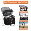 Expandable Insulated Large Lunch Box, Double Deck Heavy Duty Durable Lunch Bag Leakproof Cooler Bags for Men Women Adults Work Shift Flight Beach Daytrip, 20 Can, Black, GLENKEY