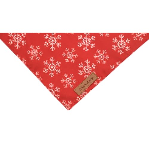 Realeaf Christmas Dog Bandanas 2 Pack, Snowflake and Santa Claus Dog Scarf for Boy and Girl, Premium Durable Fabric, Holiday Red and Green Bandana for Medium and Large Dogs Cats Pets (Large) - Image 6