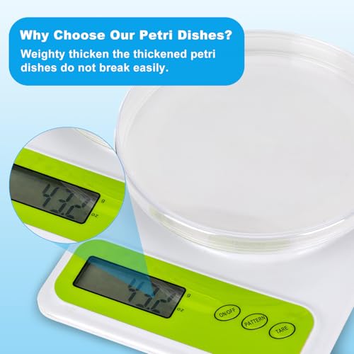 CryoKing Large Petri Dish, 200 Pack 150×15mm Extra Large Sterile Petri Dishes with Lid, Clear Stackable Thick Plastic Culture Dishes for Lab Experiment, School Science Project, Myclogy, Biology