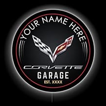 C8 Corvette Garage Custom LED Sign 38 in Personalized Custom Made - Modern Corvette Garage LED Sign for Christmas Fathers Day Birthday Shop Garage Barn Man Cave