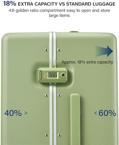 Hanke Premium 20 Inch Zipperless Carry-On Luggage, Aluminum Frame Hard Shell PC Suitcase with TSA Lock, Water-Resistant, 8 Quiet Spinner Wheels for Short Business Trips & Weekend Getaways,Bamboo Green — 사진 5