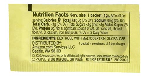 Amazon Brand - Happy Belly Zero Calorie Yellow Sucralose Sweetener Powder Packet, 1000 count (Previously Sugarly Sweet), 2.2 pound (Pack of 1) - image 7