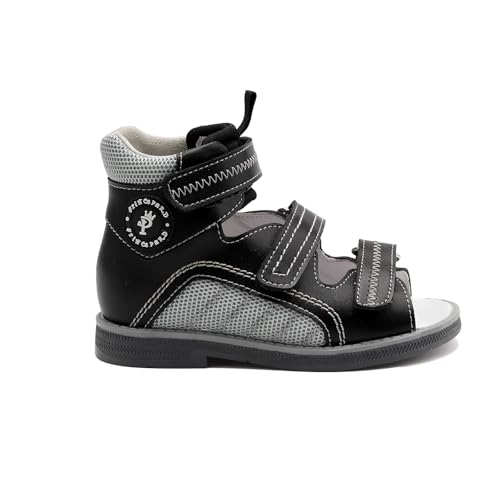 Orthopedic Sandals for Toddlers with Arch and Ankle Support,Kids High Back Black Shoes 6