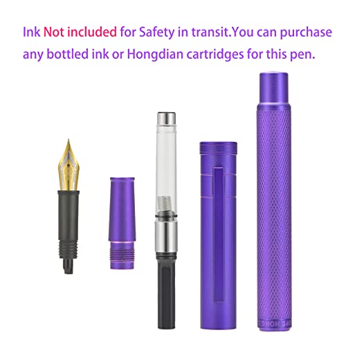 Image of Hongdian 1851 Purple Forest Fountain Pen Medium Nib, Classic Design with Converter and Metal Pen Case
