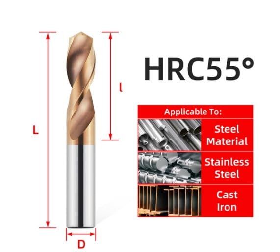 1 brocas de Metal duro, brocas helicoidales de acero de tungsteno for herramientas de perforación de torno CNC metalúrgicas de 1,0-17mm(16.0mm)