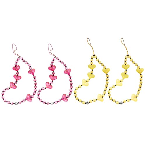 Staqlo 4PCS Handmade Heart Beads Phone Charm - Cute Colorful Phone Bracelet Lanyards and Wrist Straps zlax-3344