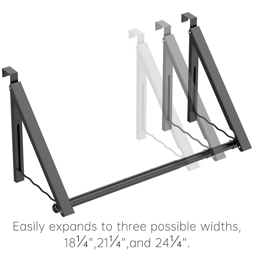Image of Hleelomi Over The Door Drying Racks for Laundry, Expandable Foldaway Clothes Rail, Suitable for Doors in Bedrooms, Dorms, and Bathrooms, 2 Racks and a Rod, Black