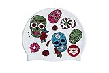 Arena Silicone Unisex Swim Cap for Women and Men, Prints and Solid Colors, Crazy Skulls Carnival