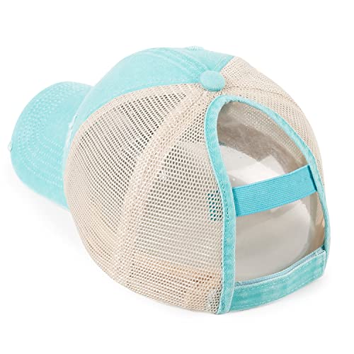 Image of HH HOFNEN Ponytail Hat for Women Washed Distressed Baseball Cap Ponycaps