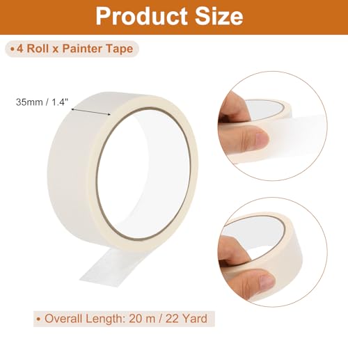 Image of PATIKIL Masking Tape 1.4 Inch Wide, 4 Roll 22 Yard Painters Tape Bulk No Residue Craft Tape for Wall Painting Labeling Car Painting Home DIY Flower Crafts Decoration, Beige