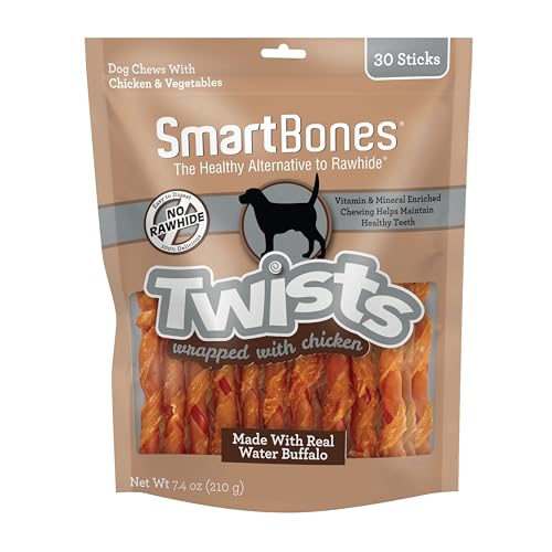 SmartBones Twists Wrapped with Chicken Made with Real Water Buffalo 30 Count Rawhide-Free Chews for Dogs 7.40 Ounce (Pack of 1)