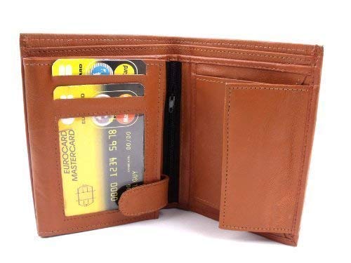 Leather Emporium Men's Tan Genuine Soft Trifold Leather Wallet