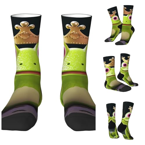 LZQPOEAS Crown frog Athletic Socks Unisex Cushioned Crew Socks Hiking Running Calf Sock Soft Above Ankle Sock