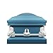 Overnight Caskets Spartan Collection Funeral Casket Blue with Light Blue Interior - 20 Gauge Steel - Fully Appointed Adult Casket - Coffin Featuring a Crepe Interior Lining with Pillow and Throw Set
