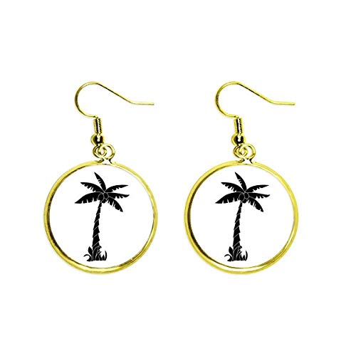 Pendientes de coco negro con gota dorada elegantes para mujer