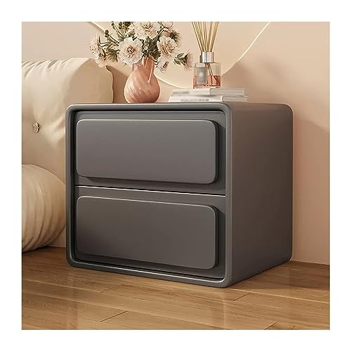 HJYBFA Mesita de Noche de Madera Color Crema con Dos cajones para Almacenamiento B
