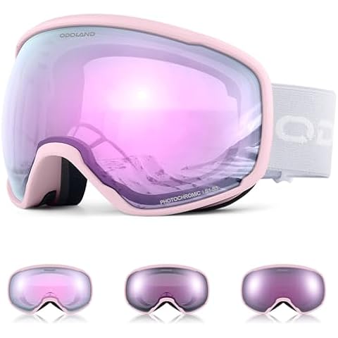 Odoland Photochromic Ski Goggles with UV Protection Cover