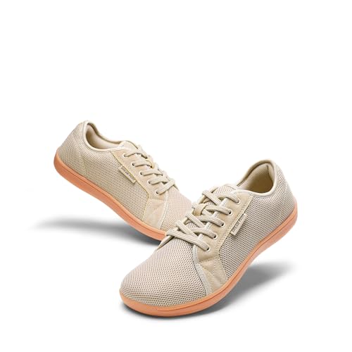 DREAM PAIRS Women's Barefoot Walking Wide Toe Box Zero Drop Minimalist Sneakers Non Slip Breathable Comfortable Lightweight Walking Shoes,Size 7.5W,Light Brown,SDWS2401W-W