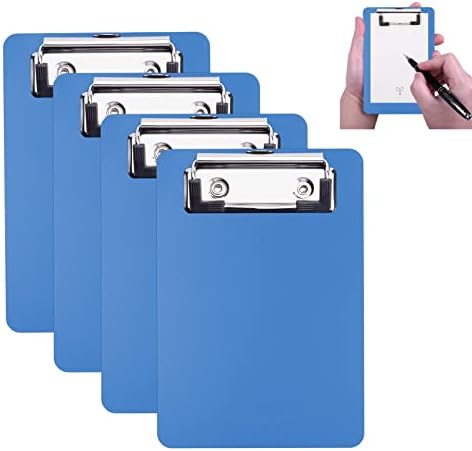 Lot 10 Porte-Blocs A4 Bleu – Planche à Pinces Plastique Rigide, Clip Métal, Fournitures Bureau Étudiant