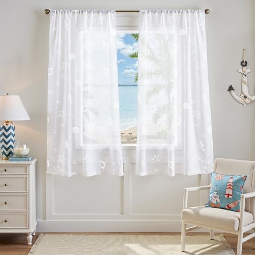 jinchan White Sheer Curtains for Living Room Bedroom Coastal Nursery