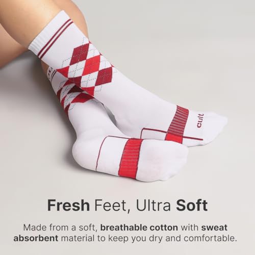 Image of CULT Men's Sports Knee-Length Cotton Terry Socks - Ultra Soft, Sweat-Absorbent & Breathable - Anti-Microbial with Arch Support, Midfoot Compression & Ribbed Grip - Pack of 2