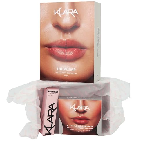 Klara Cosmetics The Plump Lip Kit - Set de regalo de labios - Lápiz labial líquido mate de larga duración - Fórmula avanzada para labios más completos - 3 piezas