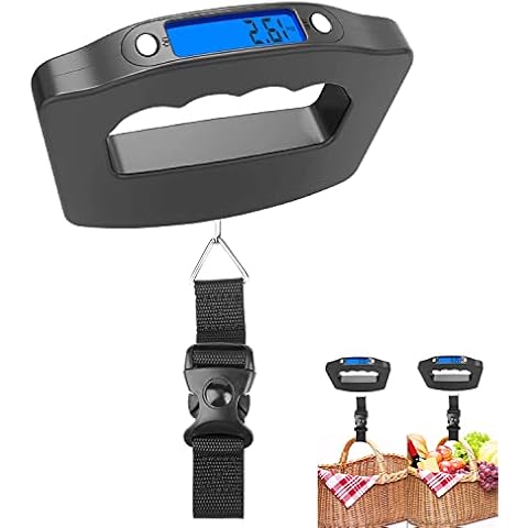 Allmart Digital Luggage Scale with Grip, Travel Portable Electronic Hanging Scales, Suitcases and Bags Weighing Hook and Batteries- 110Lb/50kg - Black Cover