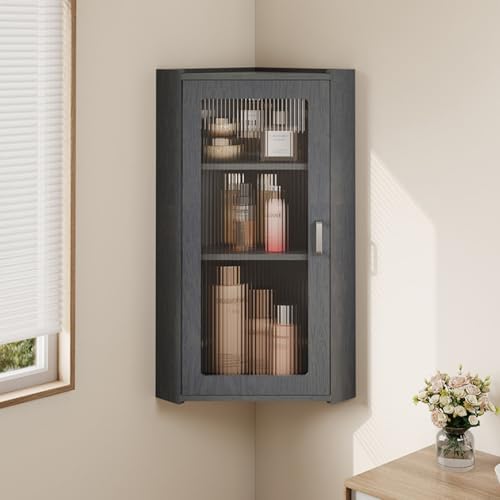 Douche d'angle avec porte et étagère murale de salle de bain - 2