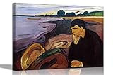  1891 Melancholy von Edvard Munch Leinwand-Kunstdrucke, gerahmt, Poster, Bilder, Heimbüro, Dekoration, Schlafzimmer, Wohnzimmer, Kunstwerk, 40 x 30 cm, A3