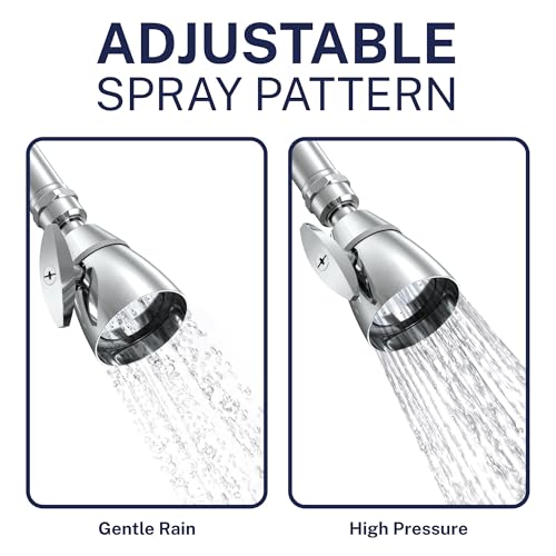Image of HammerHead Showers Solid Metal 2 Inch High Pressure Shower Heads - CHROME - California Compliant 1.75 GPM Low Flow Rate - High Flow Shower Head with ADJUSTABLE SPRAY PATTERN - Fixed Shower Head