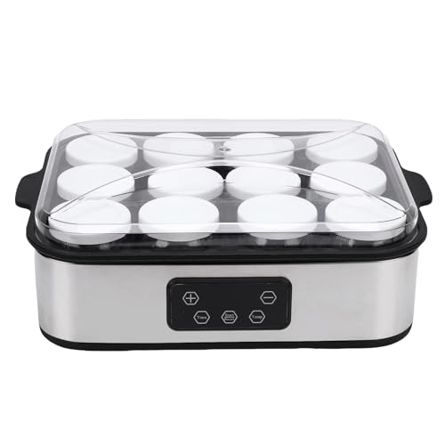 Generic Maker de Yogurt de 2160 Ml con 12 Frascos de Vidrio, Máquina de Fabricantes de Yogurt Digital Automática con Control de Tiempo y Temperatura Ajustable (12 Tazas, 180 Ml) (EU)