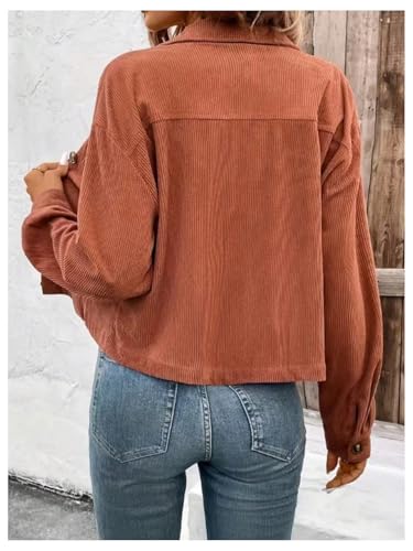 SHENHE Women's Corduroy Shirt Button Down Long Sleeve Jacket Shacket Spring Fall Trendy Clothes2