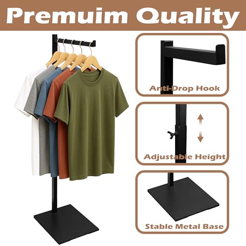 koretech Standing Clothes Rack, 21" - 36" Height Adjustable Clothes Hanger Rack Stand, Metal Clothes Rack, Clothing Display Rack, Garment Display Stand for Thrift Shops and Retail Store, Black, 2Pack by koretech - Image 4