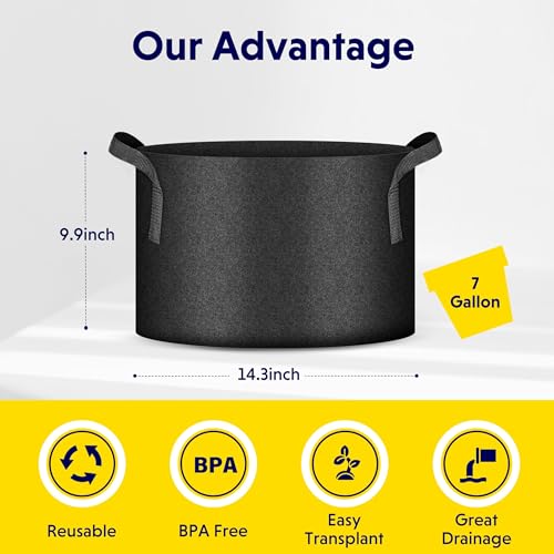Récipient robuste iPower contre chignonage des racines pot noir 28L - 3