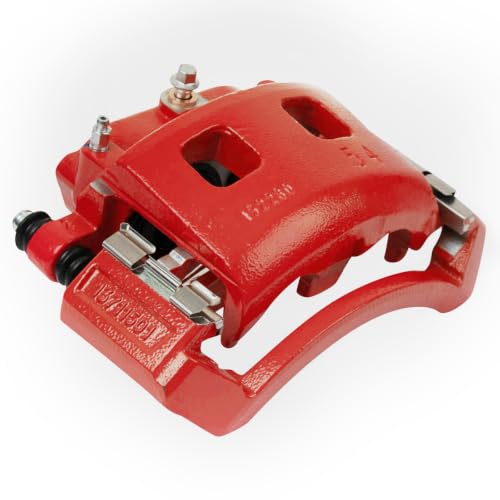 Image of TRQ Front Left Right Brake Caliper w /Bracket Performance Red Driver